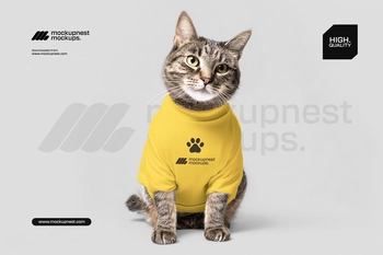 Cat T Shirt Mockup Front View on Clean Background