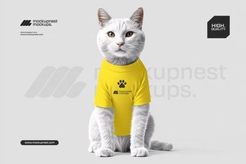 White Cat Apparel Mockup with Clean Studio Look