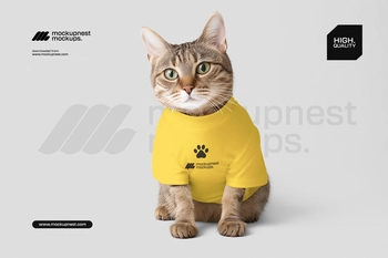 Realistic Cat T Shirt Mockup in Studio Lighting