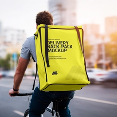 Free Food Delivery Bag Backpack Mockup