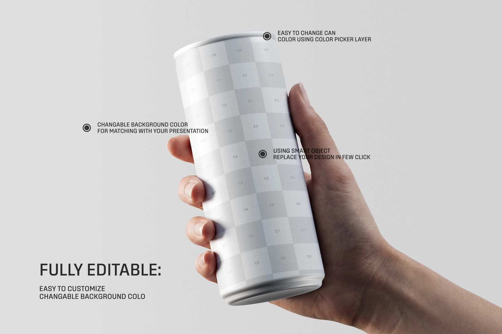 250ml Soda Can Holding By Hand Mockup