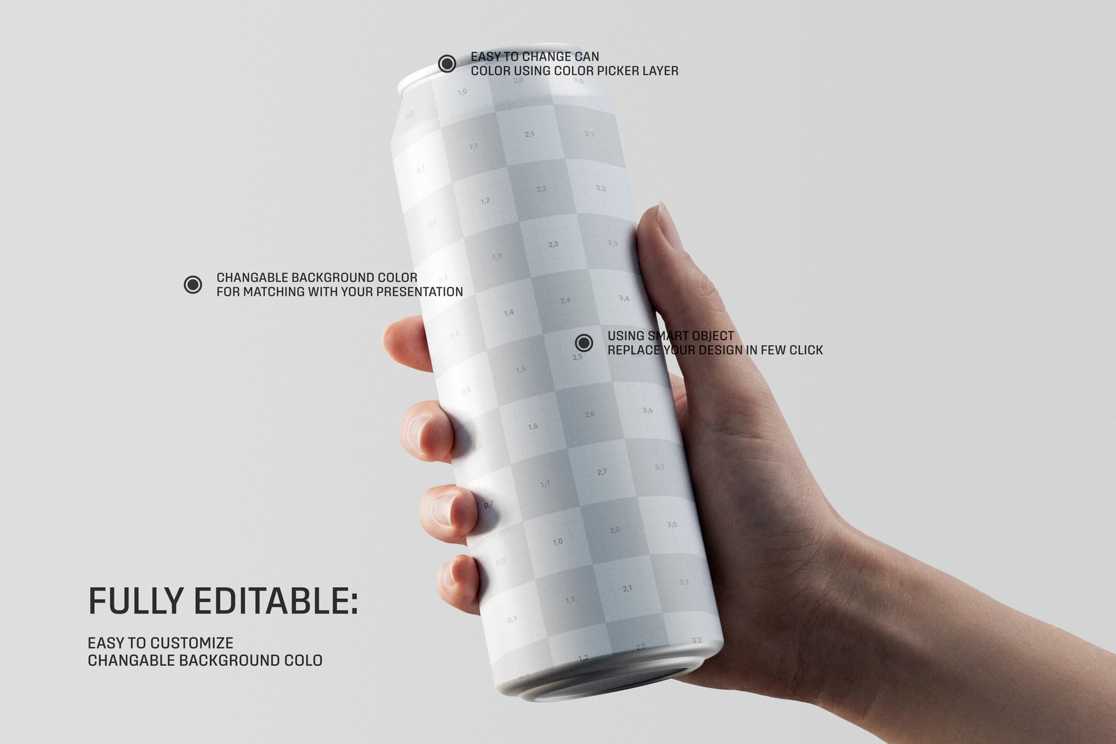 500ml Soda Can Holding By Hand Mockup