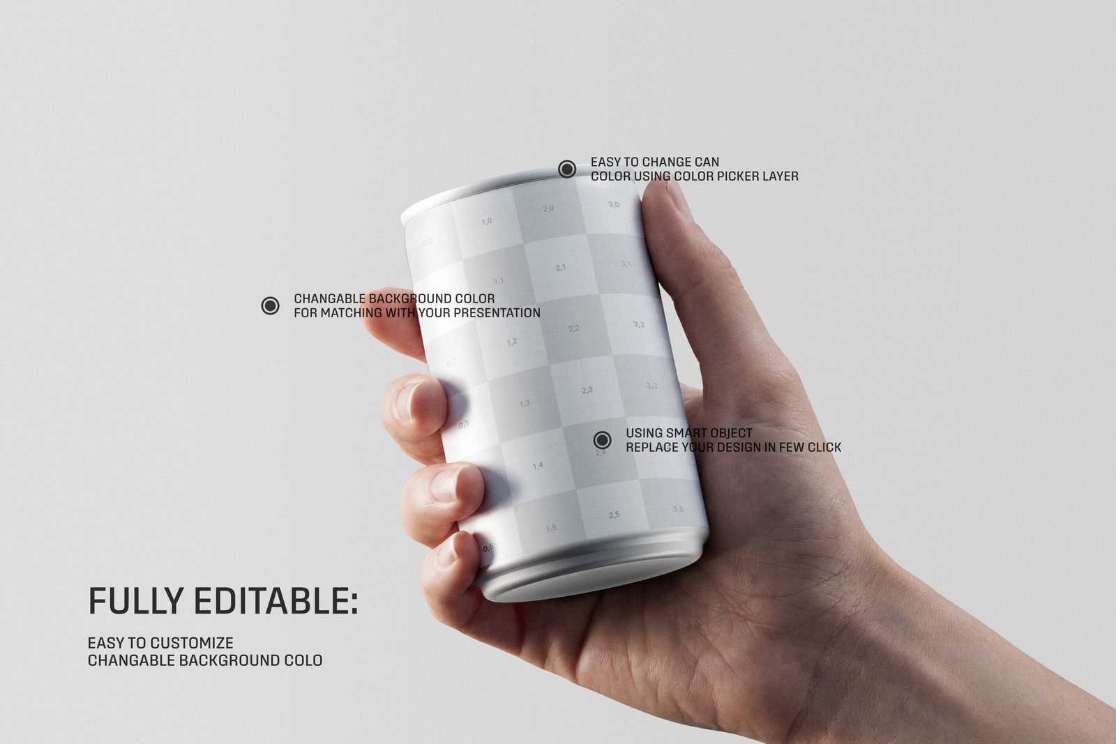 150ml Soda Can Holding By Hand Mockup