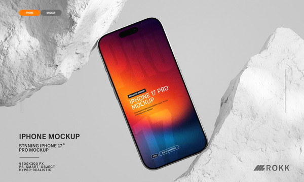 ROKK – iPhone 17 Pro Mockup In Studio Light