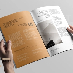 Open A4 Magazine  Holding By Hand Mockup