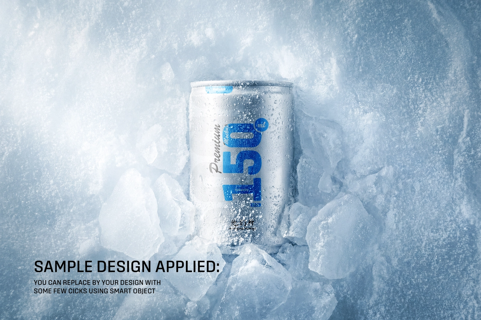 150ml Soda Beer Drink Can On Ice Mockup