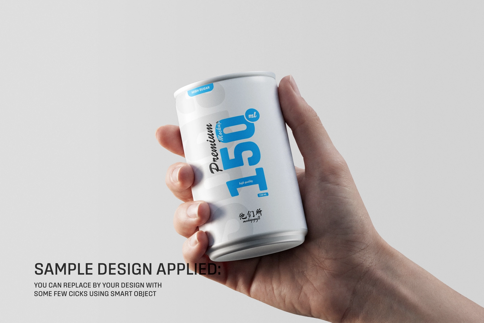 150ml Soda Can Holding By Hand Mockup