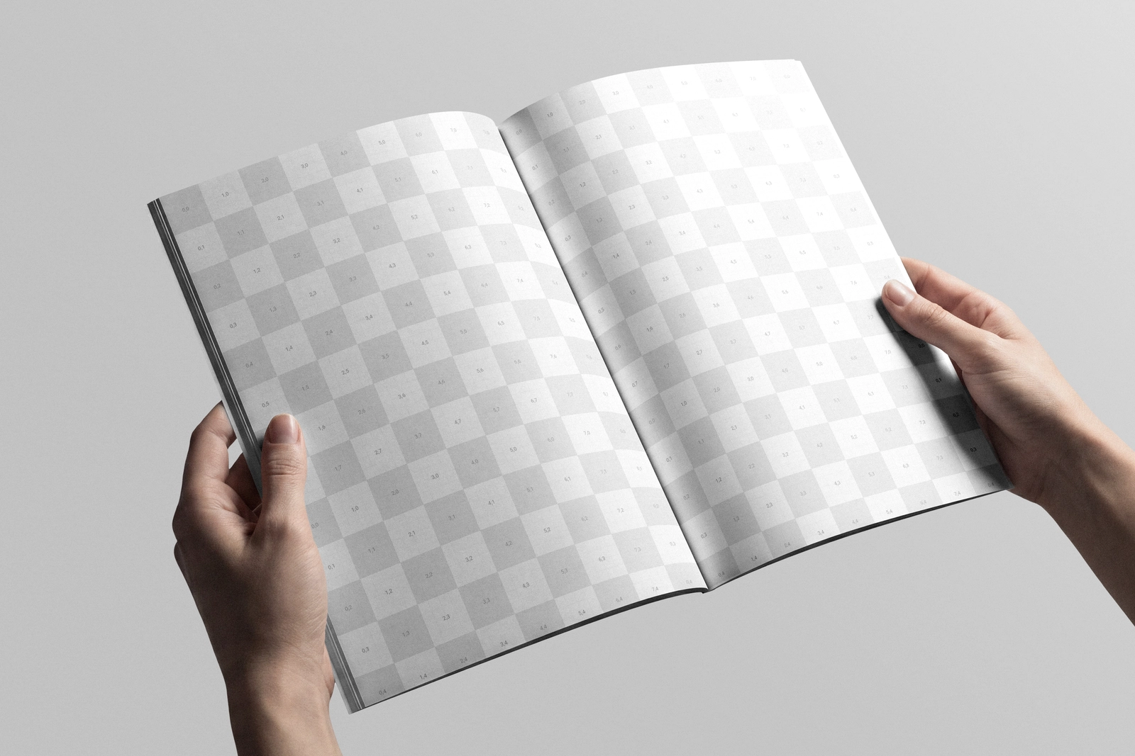Open A4 Magazine  Holding By Hand Mockup