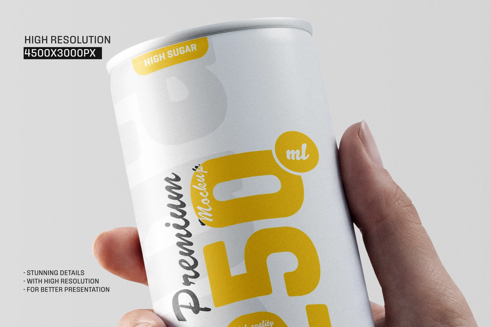 250ml Soda Can Holding By Hand Mockup