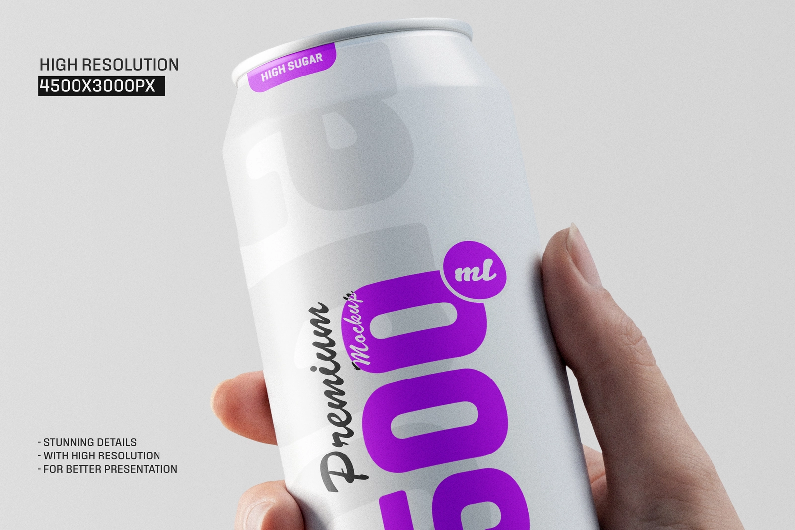 500ml Soda Can Holding By Hand Mockup