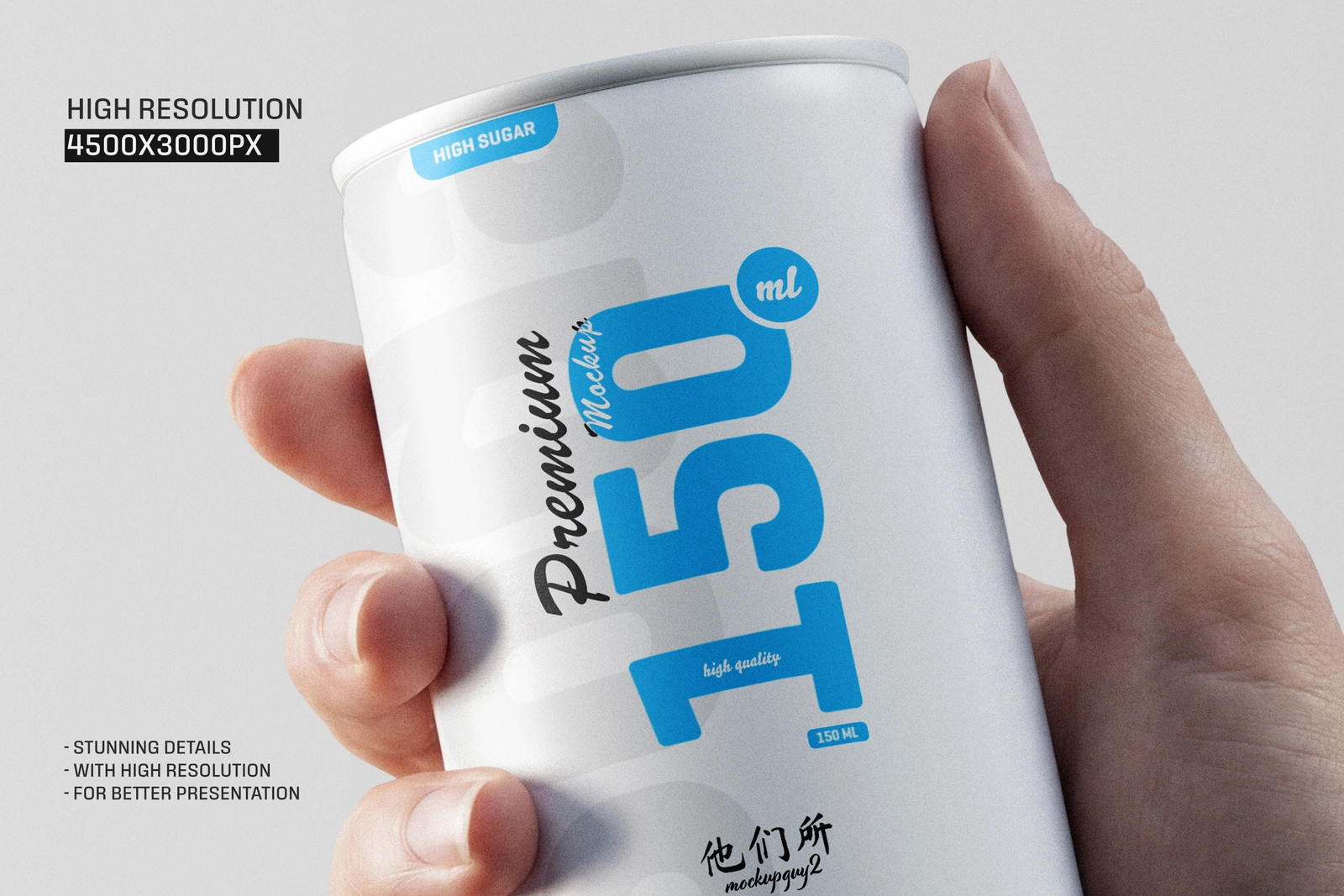 150ml Soda Can Holding By Hand Mockup