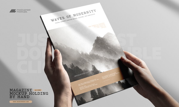 A4 Magazine Cover Holding By Hand Mockup