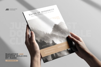 A4 Magazine Cover Holding By Hand Mockup