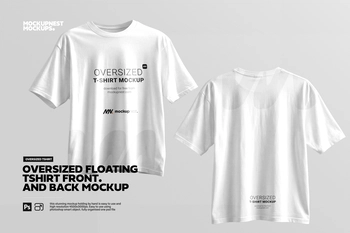 Free Floating Oversized T-Shirt Front And Back Mockup