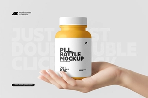 Minimal Pill Bottle Mockup Held in Hand