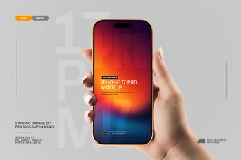 Orange iPhone 17 Pro In Hand Mockup