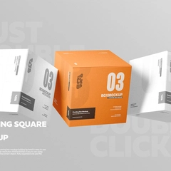 Three Floating Square Box Mockup