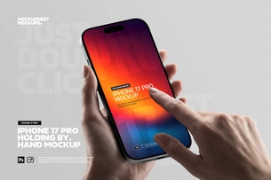 iPhone 17 Pro Holding By Hand Mockup