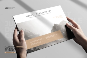 A4 Landscape Magazine Cover Holding By Hand Mockup