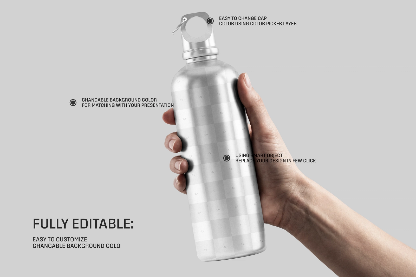 Free Aluminium Water Bottle Holding By Hand Mockup