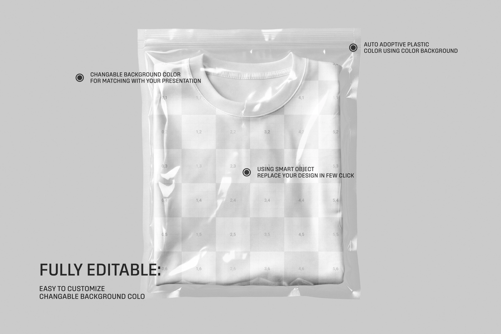 Free Folded T-Shirt In Plastic Zip Bag Mockup