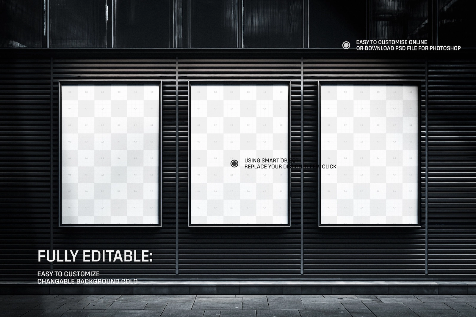 Three Banner Poster Mockup On Industrial Wall