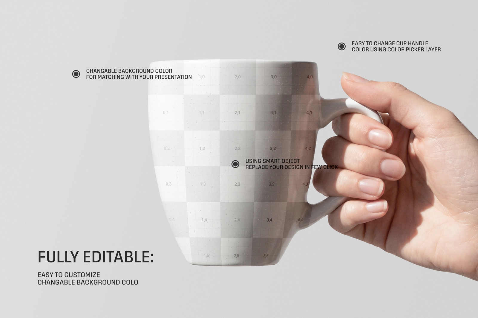 Ceramic Coffee Mug Hand Holding Mockup