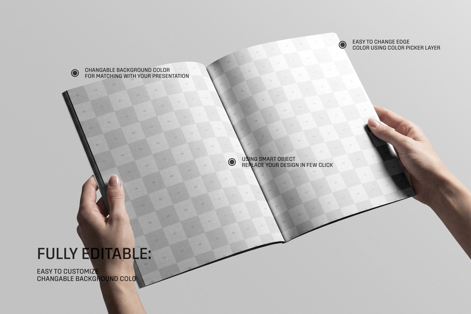 Open US Letter Magazine Holding By Hand Mockup