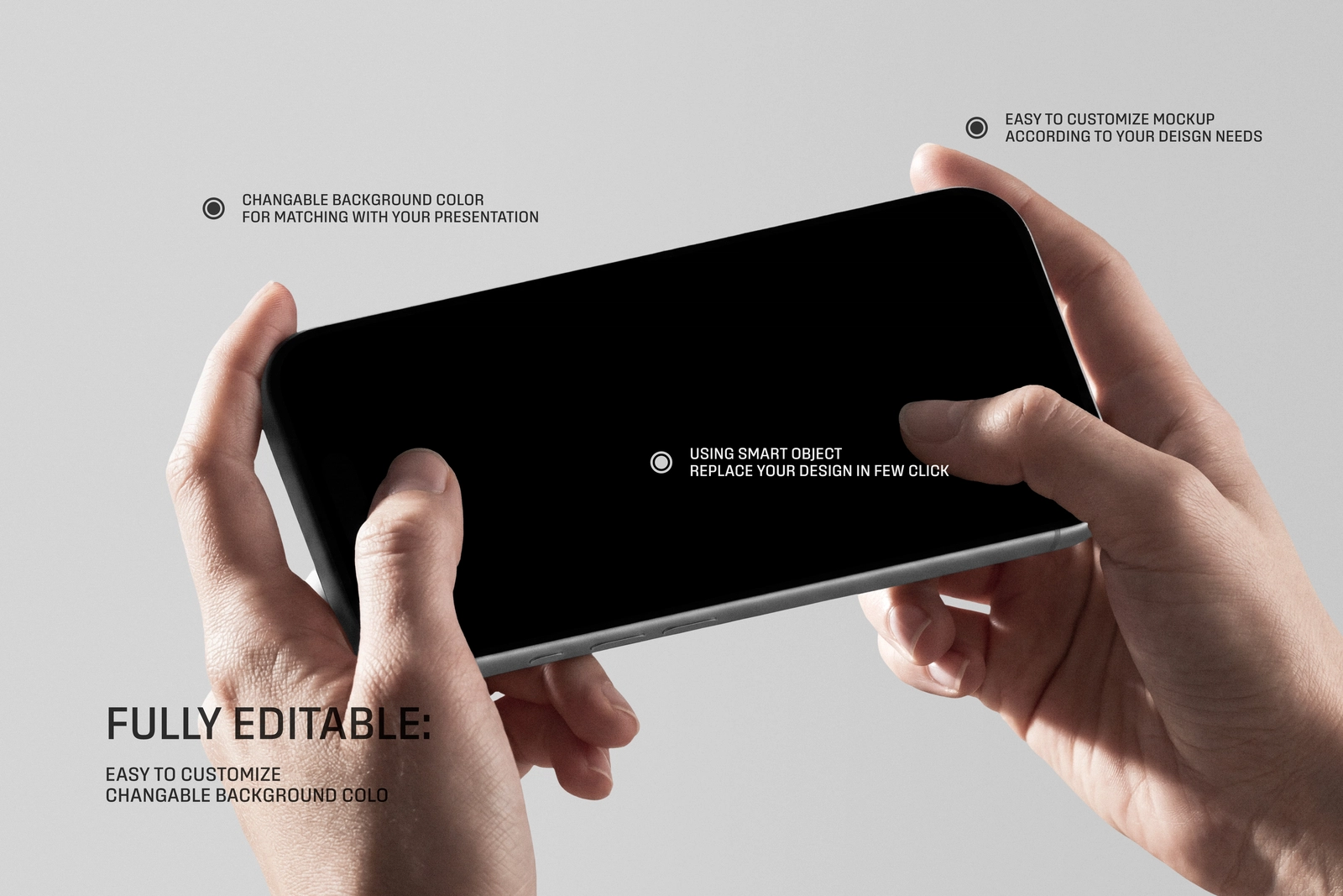 iPhone 17 Pro Holding By Hand Horizontally Mockup