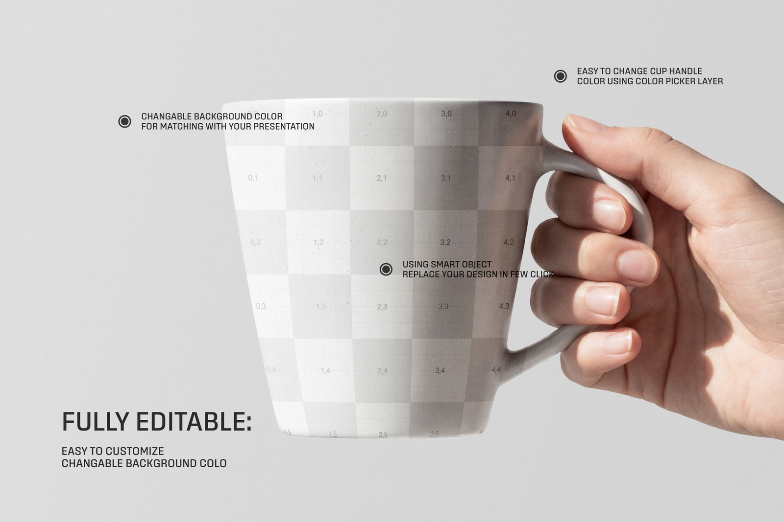 White Ceramic Coffee Mug Hand Mockup
