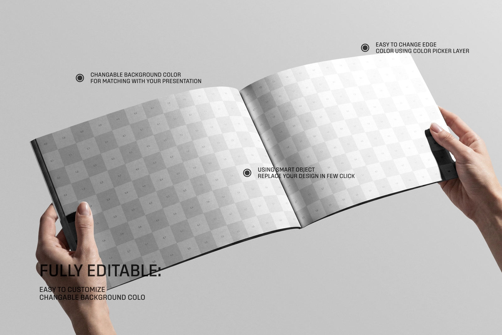 Open A4 Landscape Magazine Holding By Hand Mockup