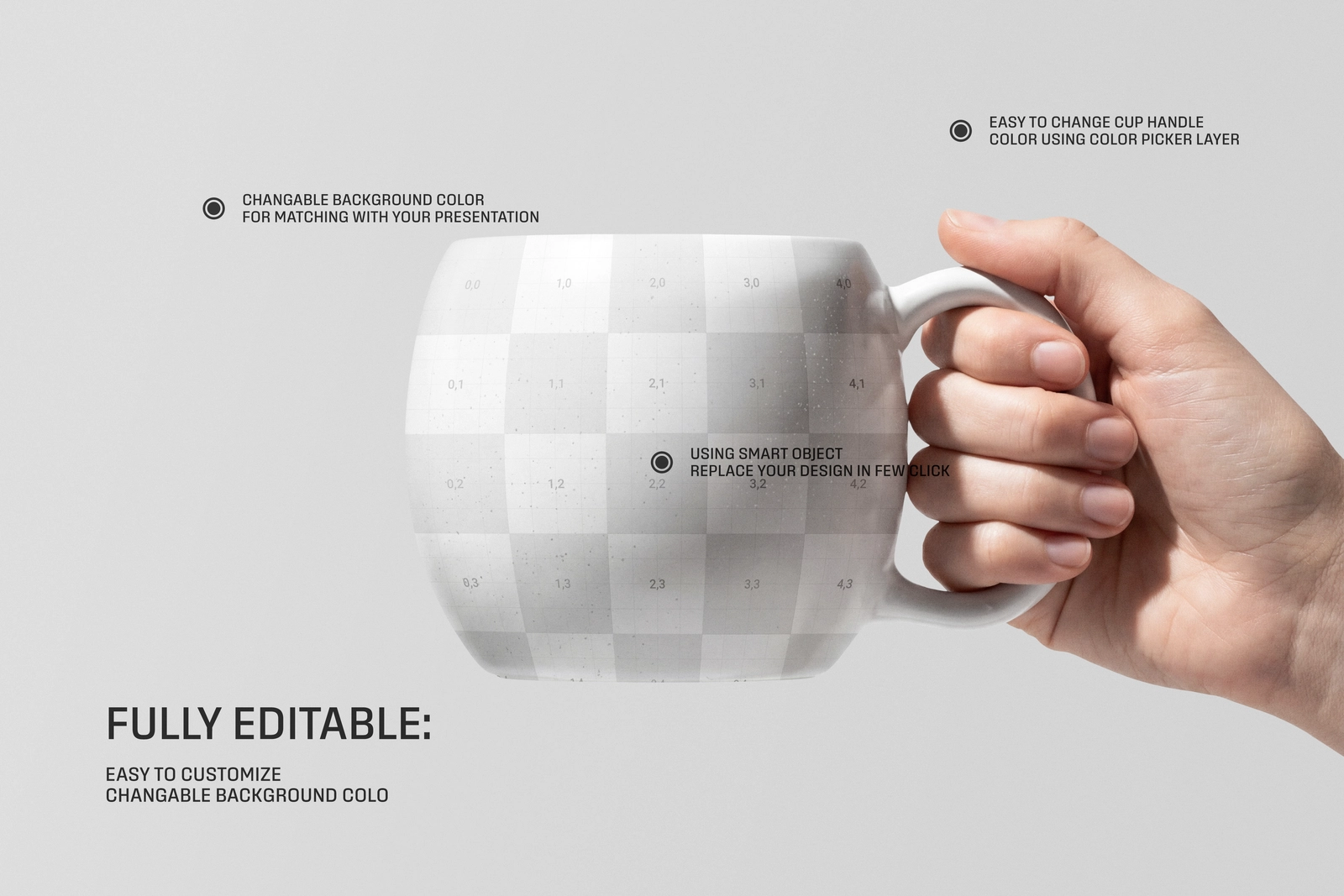Realistic Hand Holding Coffee Mug Mockup