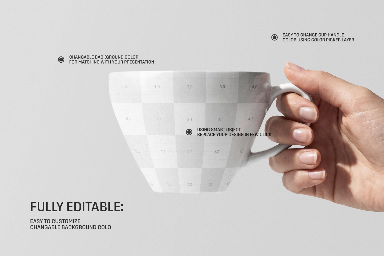 Clean Hand Holding Ceramic Mug Mockup
