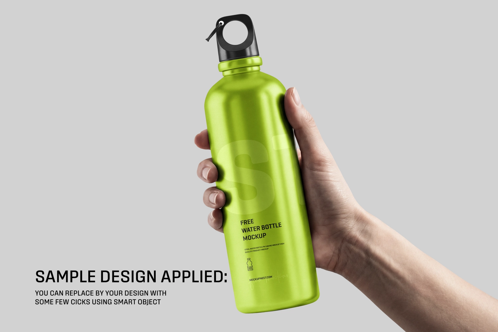 Free Aluminium Water Bottle Holding By Hand Mockup