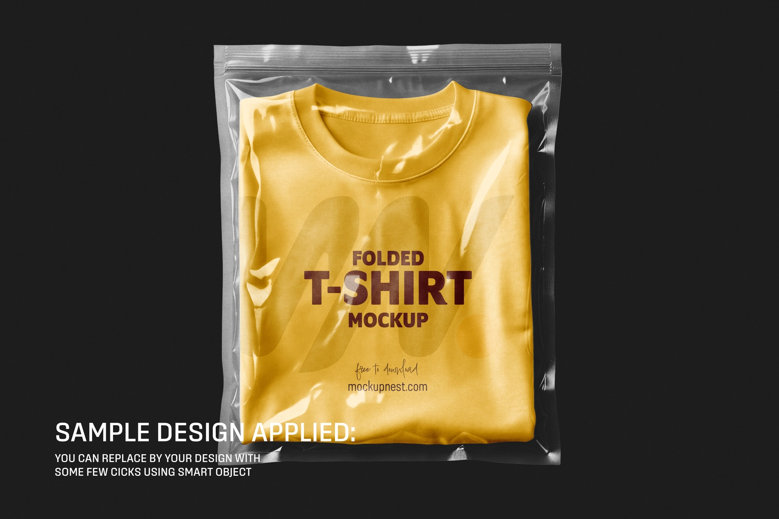 Free Folded T-Shirt In Plastic Zip Bag Mockup