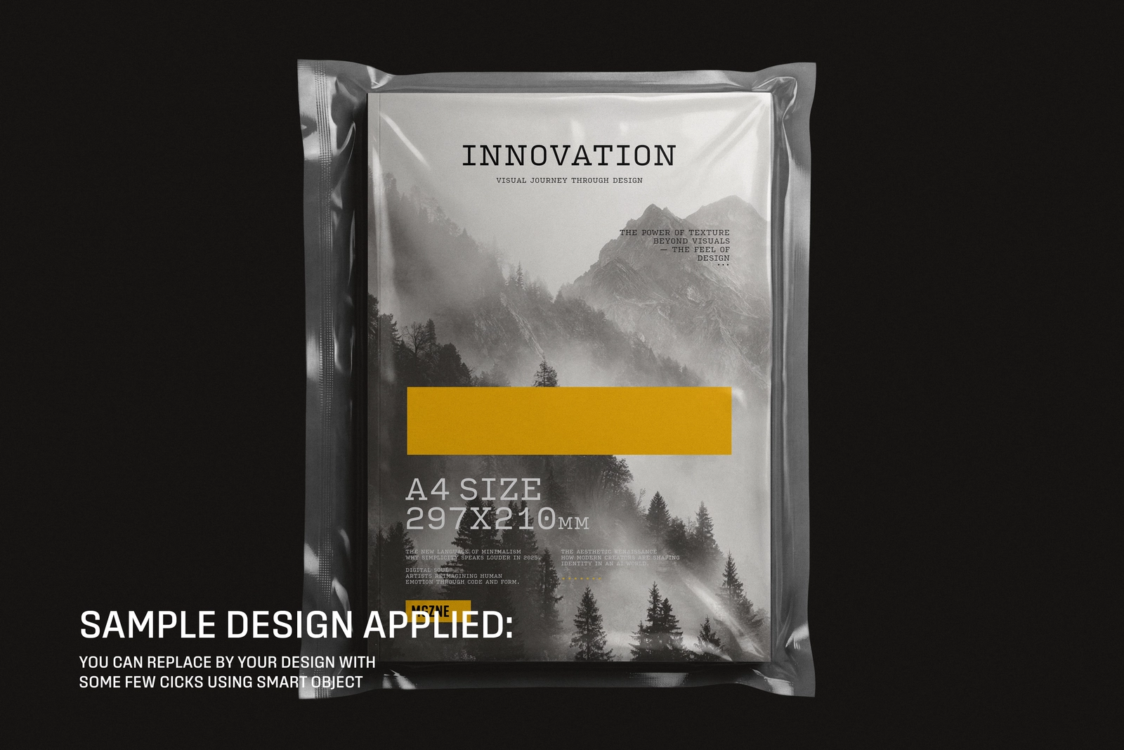 Plastic Sealed Wrapped A4 Magazine Mockup