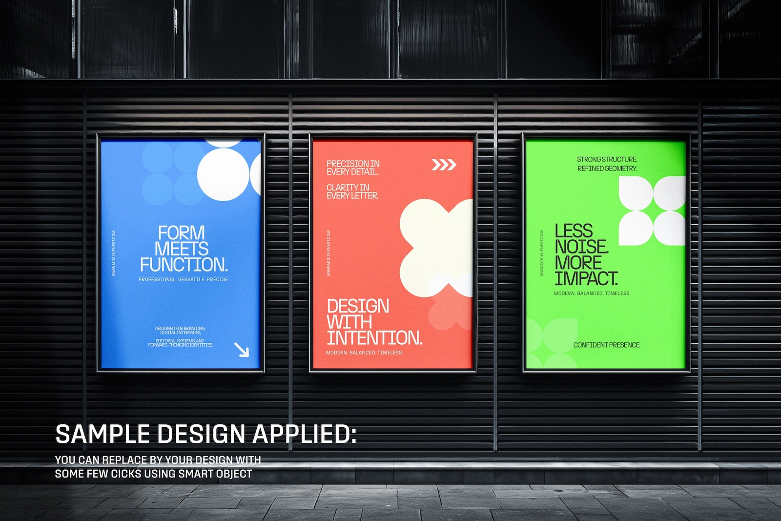 Three Banner Poster Mockup On Industrial Wall