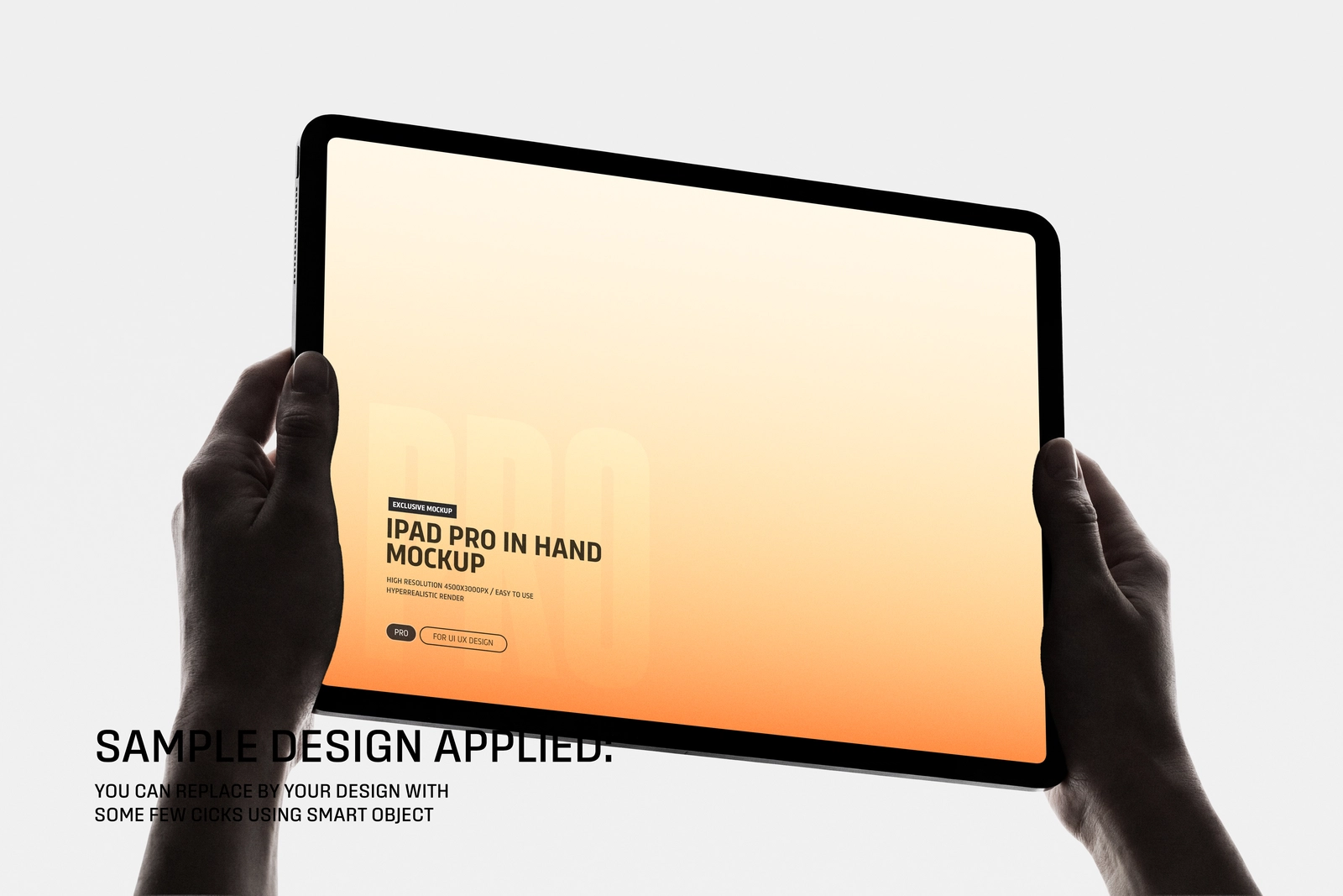iPad Pro Holding by Hands Mockup