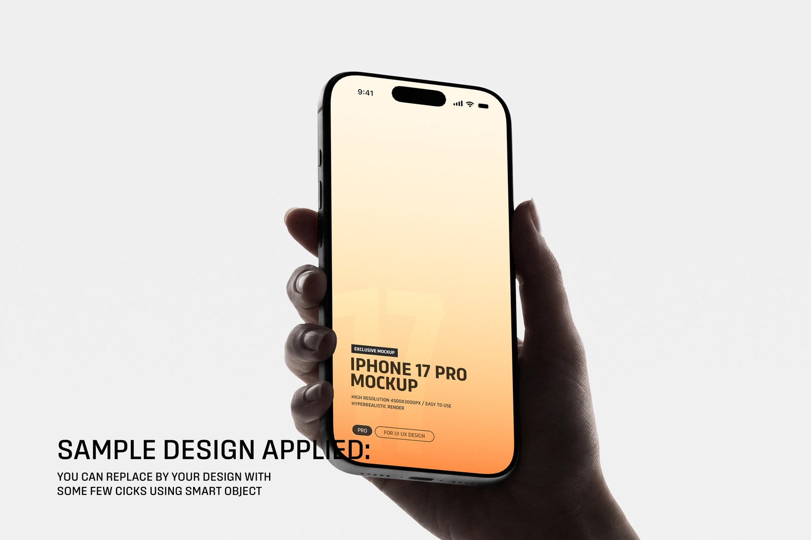 iPhone 17 Pro Hand Holding Mockup