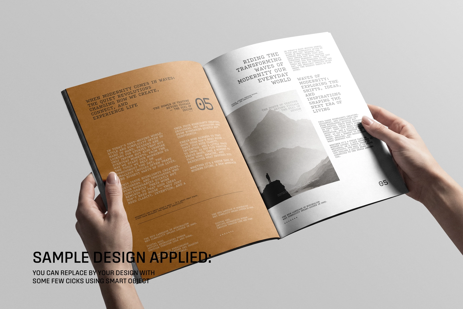 Open US Letter Magazine Holding By Hand Mockup