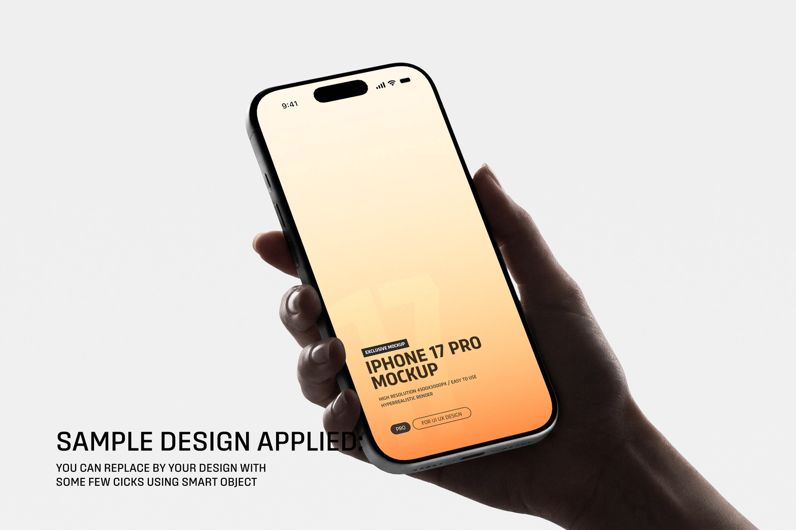 iPhone 17 Pro in Hand Mockup