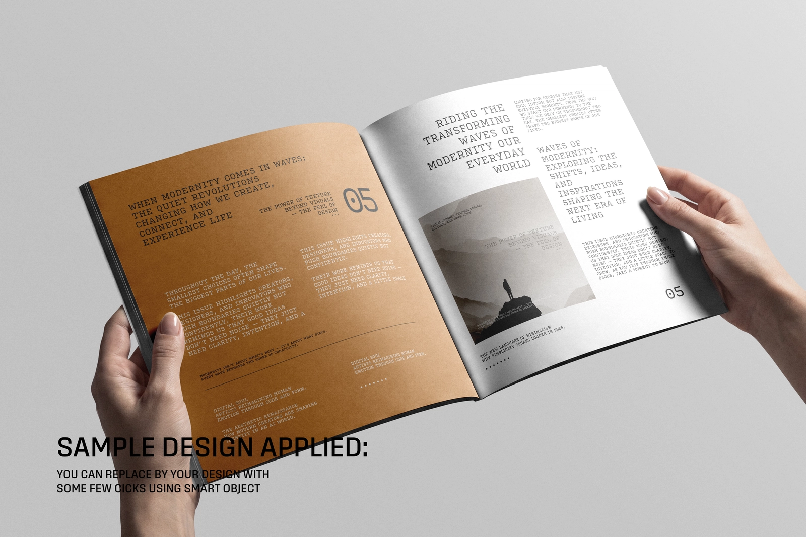Open Square Magazine Holding By Hand Mockup