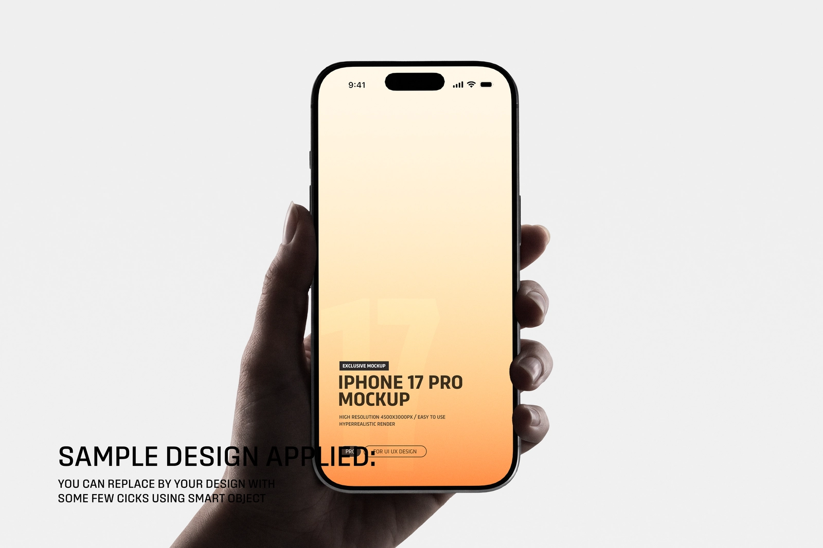 iPhone 17 Pro Front Hand Mockup