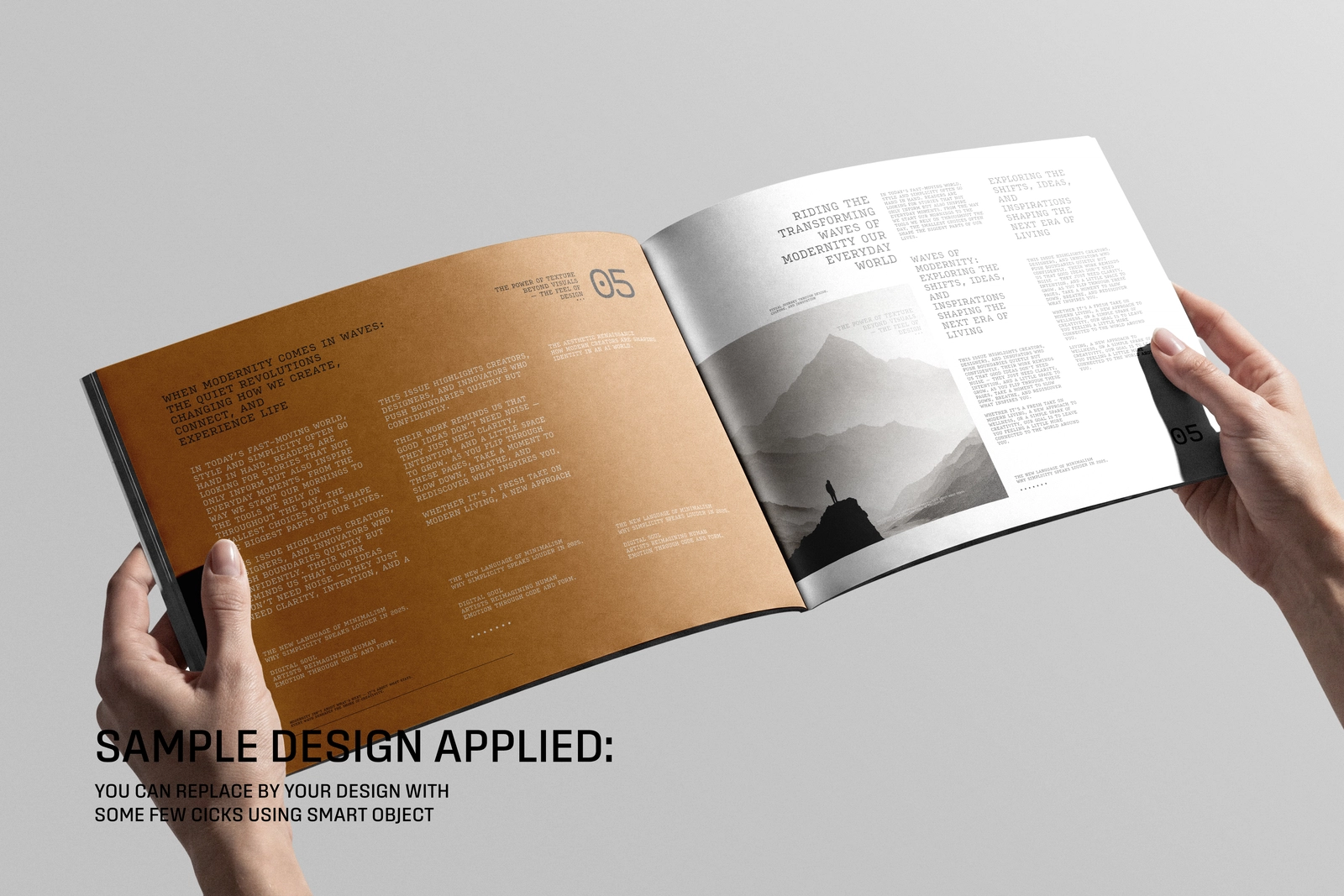 Open A4 Landscape Magazine Holding By Hand Mockup