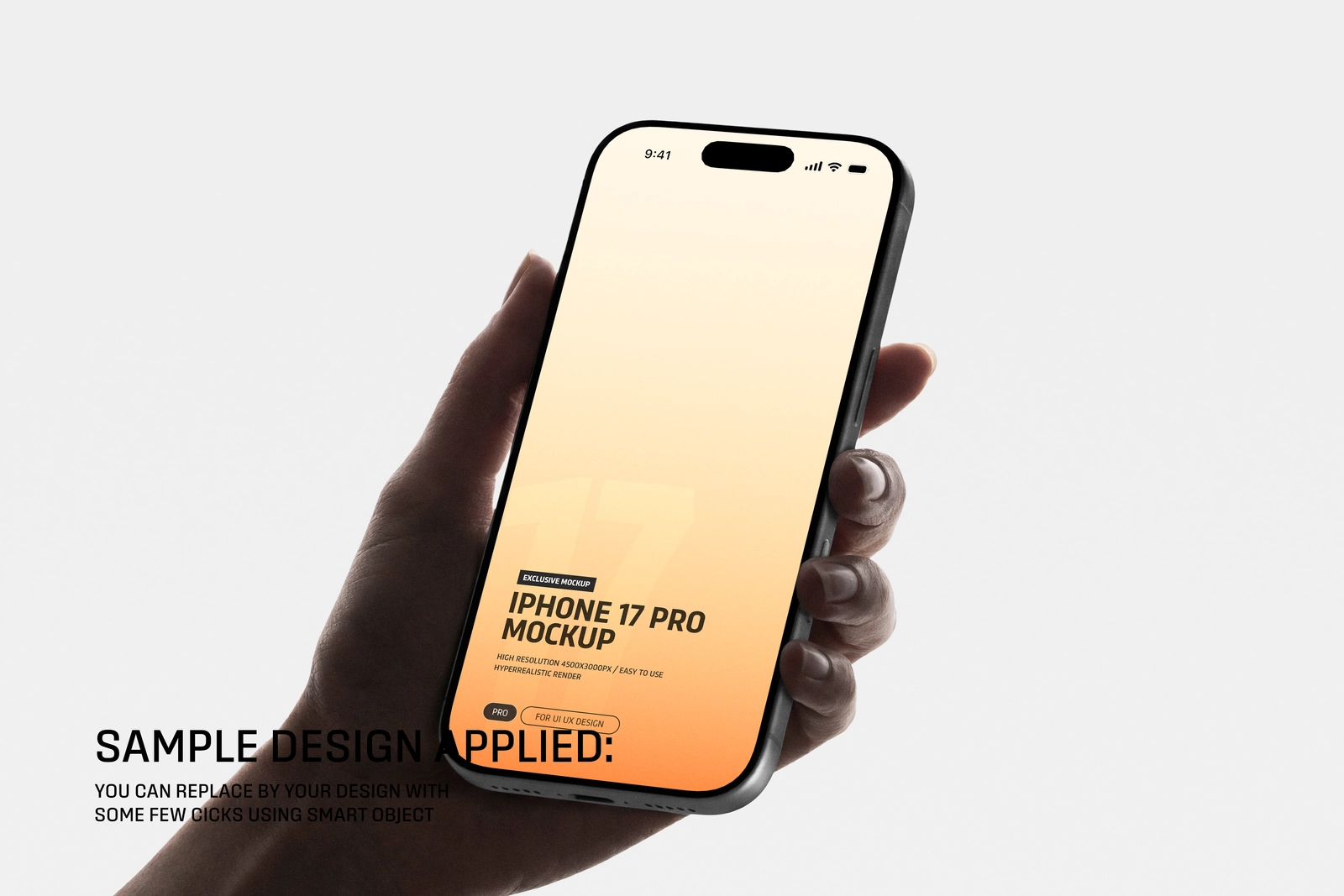 iPhone 17 Pro Angled Hand Mockup