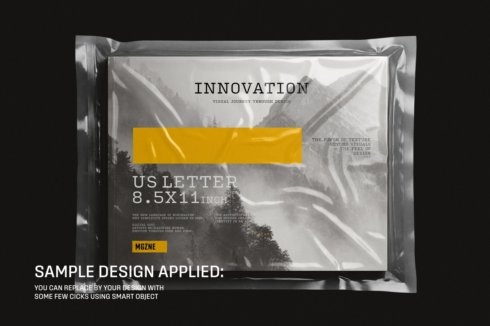 Plastic Sealed Wrapped US Letter Landscape Magazine Mockup