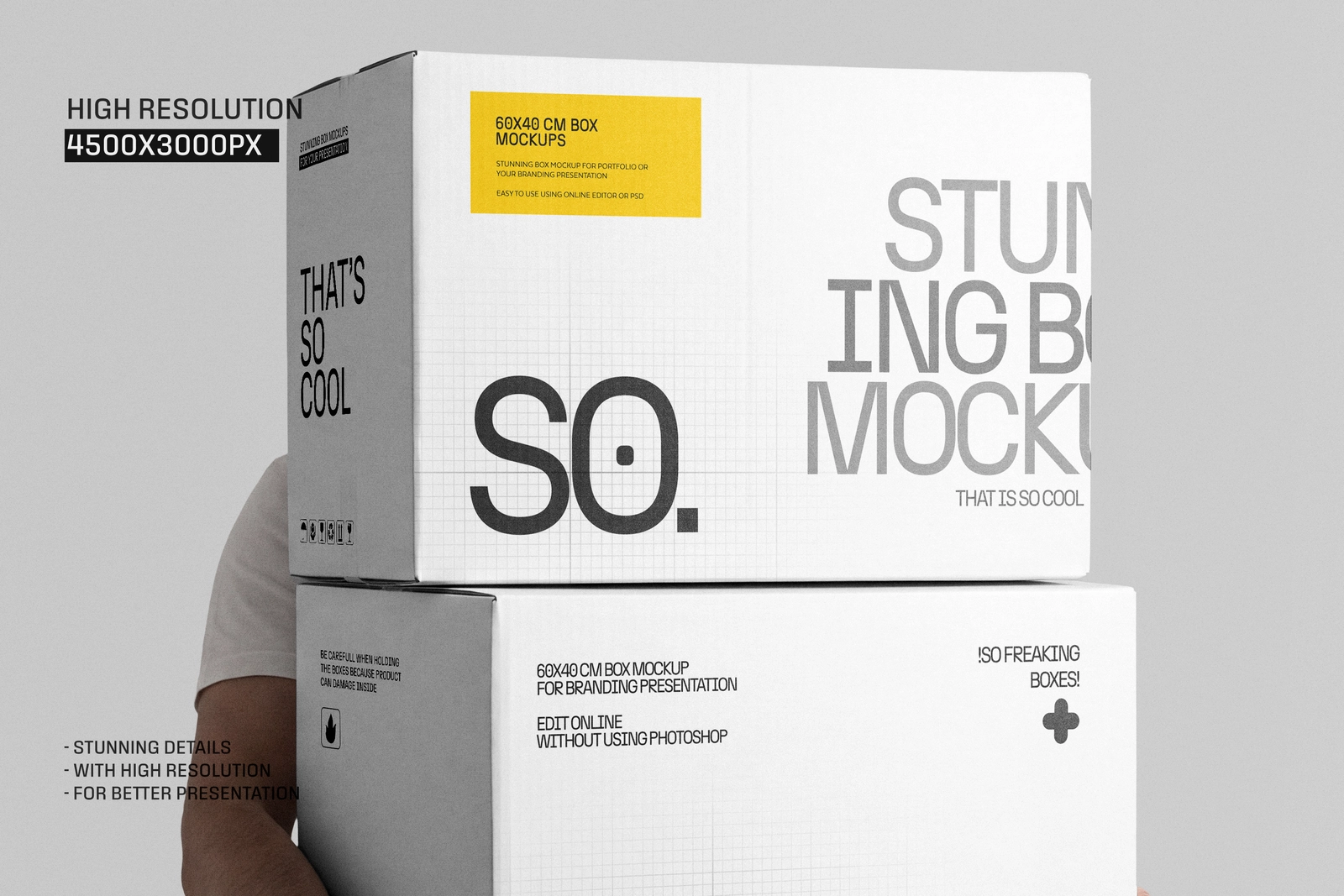 Courier Delivery Box Stack Mockup