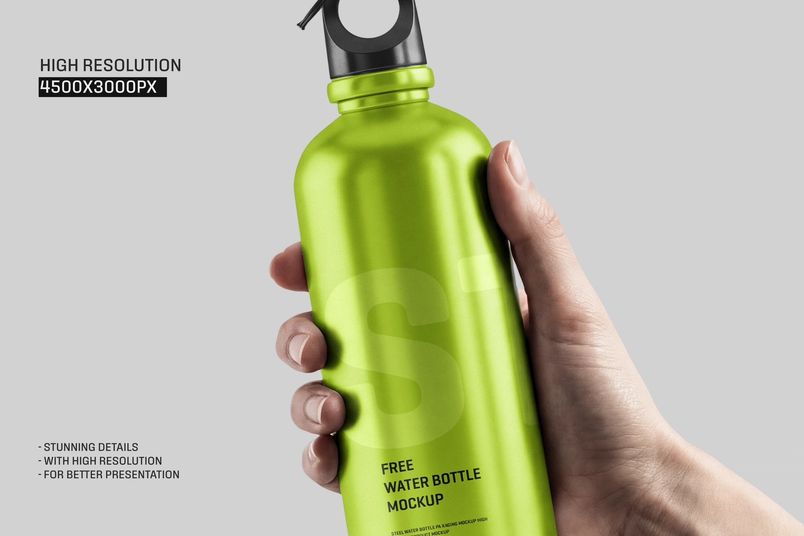 Free Aluminium Water Bottle Holding By Hand Mockup