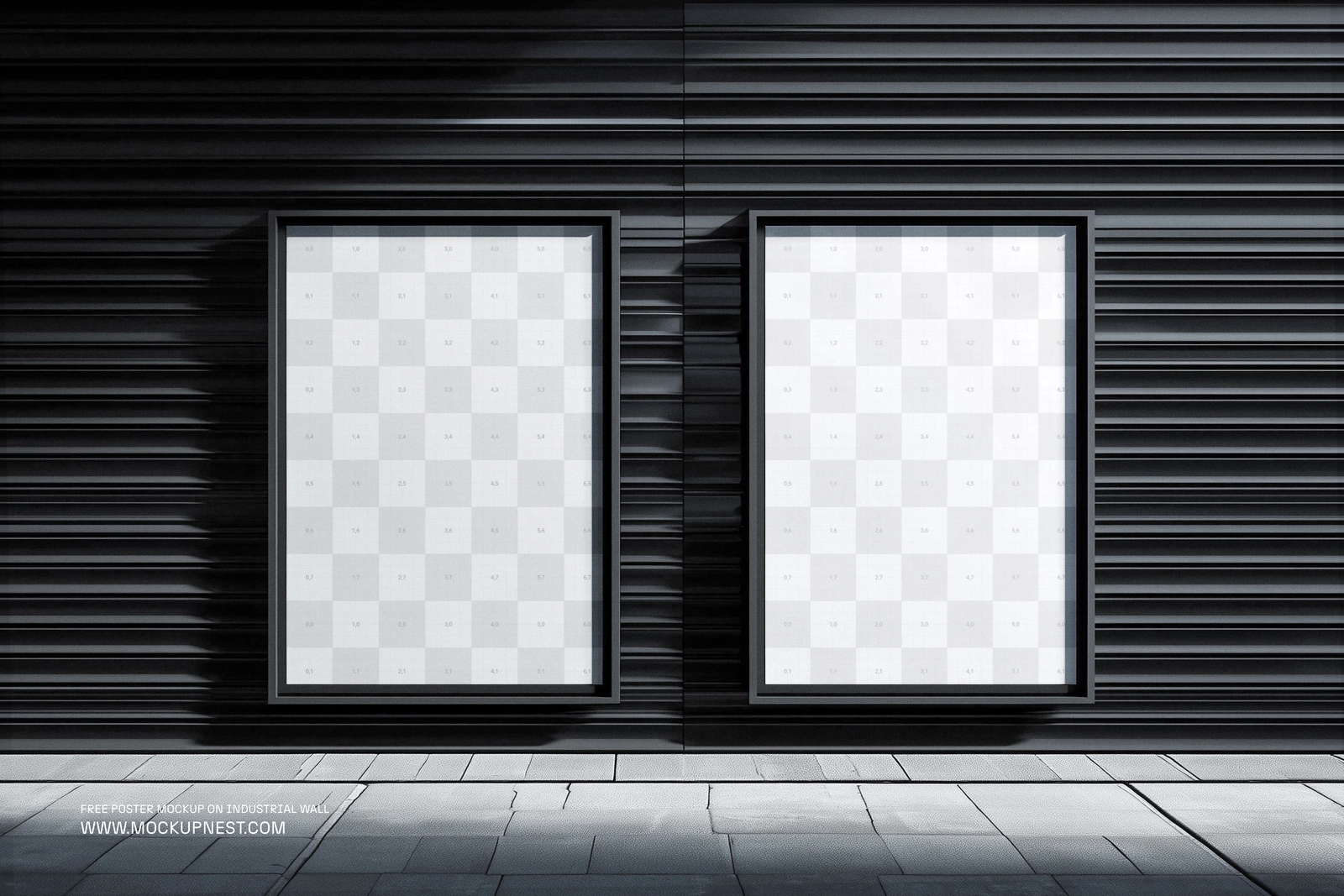 Free Poster Mockup On Industrial Wall