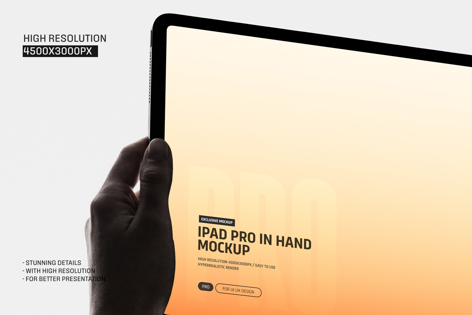 iPad Pro Holding by Hands Mockup
